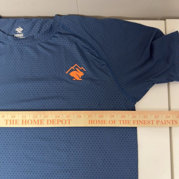 Rabbit Running T-Shirt EZ Perf Short Sleeve Performance Gym Trail Blue Men L GUC - Picture 9 of 12